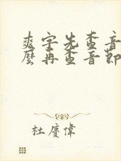 爽字先查音序什么再查音节什么