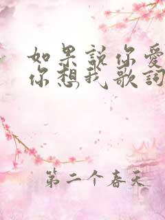 如果说你爱我,你想我歌词