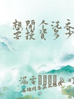 想开个洗衣店需要投资多少成本
