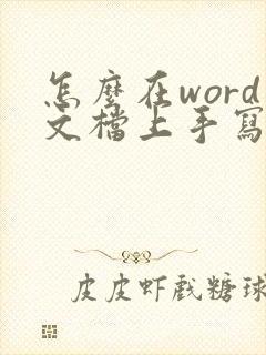 怎么在word文档上手写签名