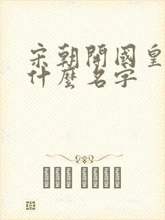 宋朝开国皇上叫什么名字