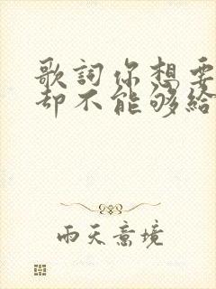 歌词你想要的我却不能够给你我全部