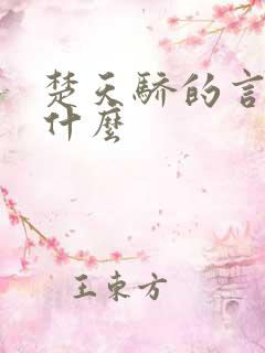 楚天骄的言灵是什么