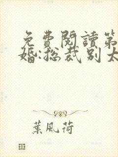 免费阅读第一宠婚:总裁别太坏