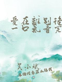 爱在离别后短剧一口气看完
