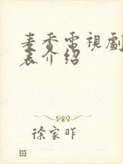 麦香电视剧演员表介绍