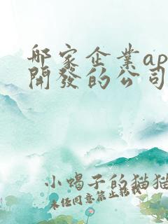 哪家企业app开发的公司好