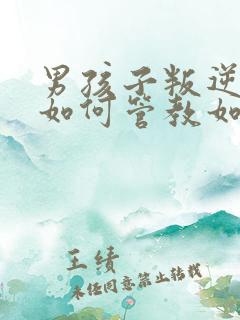 男孩子叛逆期该如何管教如何开导