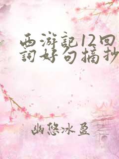 西游记12回好词好句摘抄