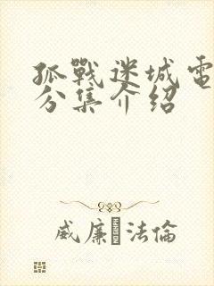 孤战迷城电视剧分集介绍 孤战迷城电视剧分集介绍