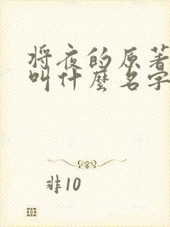 将夜的原著小说叫什么名字