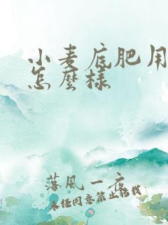 小麦底肥用一铵怎么样