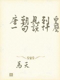 唐朝见到皇上第一句说什么
