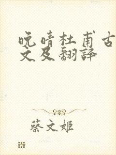 晚晴杜甫古诗原文及翻译