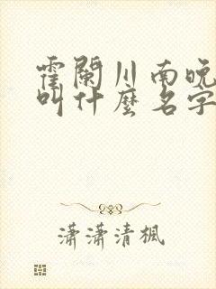 霍阑川南晚小说叫什么名字