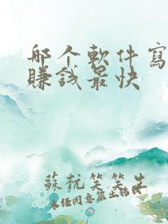 哪个软件写小说赚钱最快