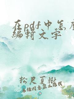 在pdf中怎么编辑文字