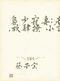枭少宠妻:老公,放肆撩 小说