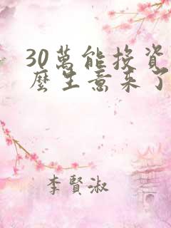 30万能投资什么生意来了解