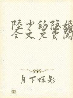 陆少的隐婚罪妻全文免费阅读