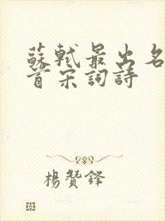 苏轼最出名的十首宋词诗