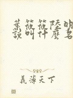叶筱筱陆明哲小说叫什么名字