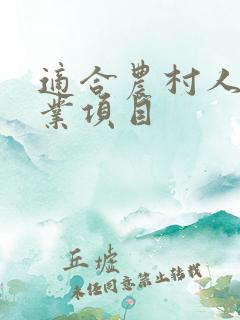 适合农村人的创业项目
