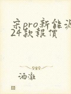 宋pro新能源24款报价