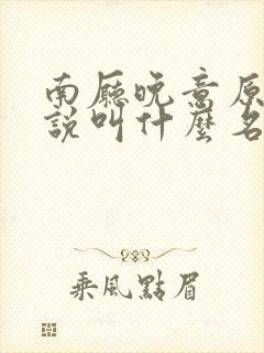 南厅晚意原著小说叫什么名字