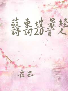 苏东坡最经典的诗词20首人生