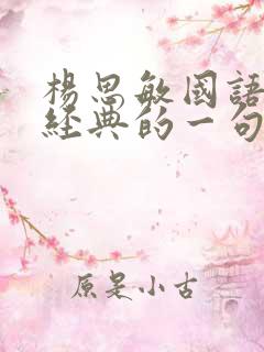 杨思敏国语版最经典的一句武