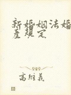 新婚姻法婚前财产规定