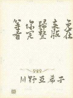 等你归来免费观看完整版在线全集