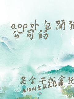 app外包开发公司的