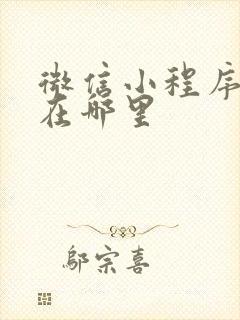 微信小程序首页在哪里