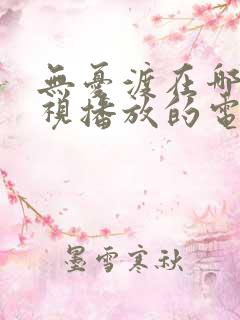 无忧渡在哪个卫视播放的电视剧
