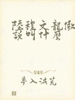 陆程文龙傲天小说叫什么 陆程文龙傲天小说叫什么