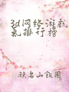 3d网络游戏人气排行榜