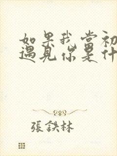 如果我当初没有遇见你是什么歌