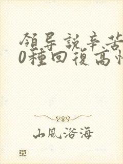 领导说辛苦了10种回复高情商