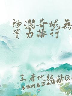 神澜奇域无双珠实力排行