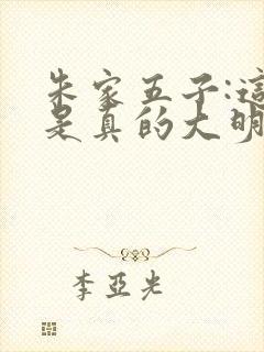 朱家五子:这才是真的大明风华