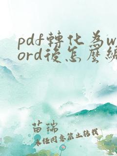 pdf转化为word后怎么编辑文字