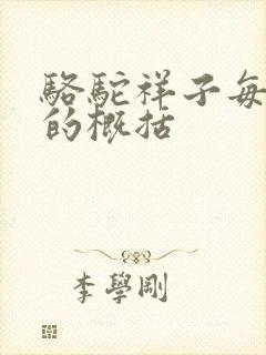 骆驼祥子每一章的概括