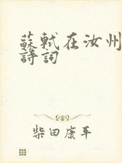 苏轼在汝州写的诗词