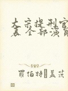 大宋提刑官演员表 全部演员介绍