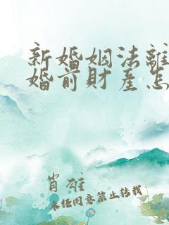 新婚姻法离婚后婚前财产怎么分割