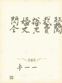 闪婚总裁替嫁妻全文免费阅读
