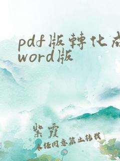 pdf版转化成word版