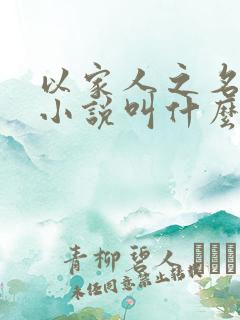 以家人之名原著小说叫什么